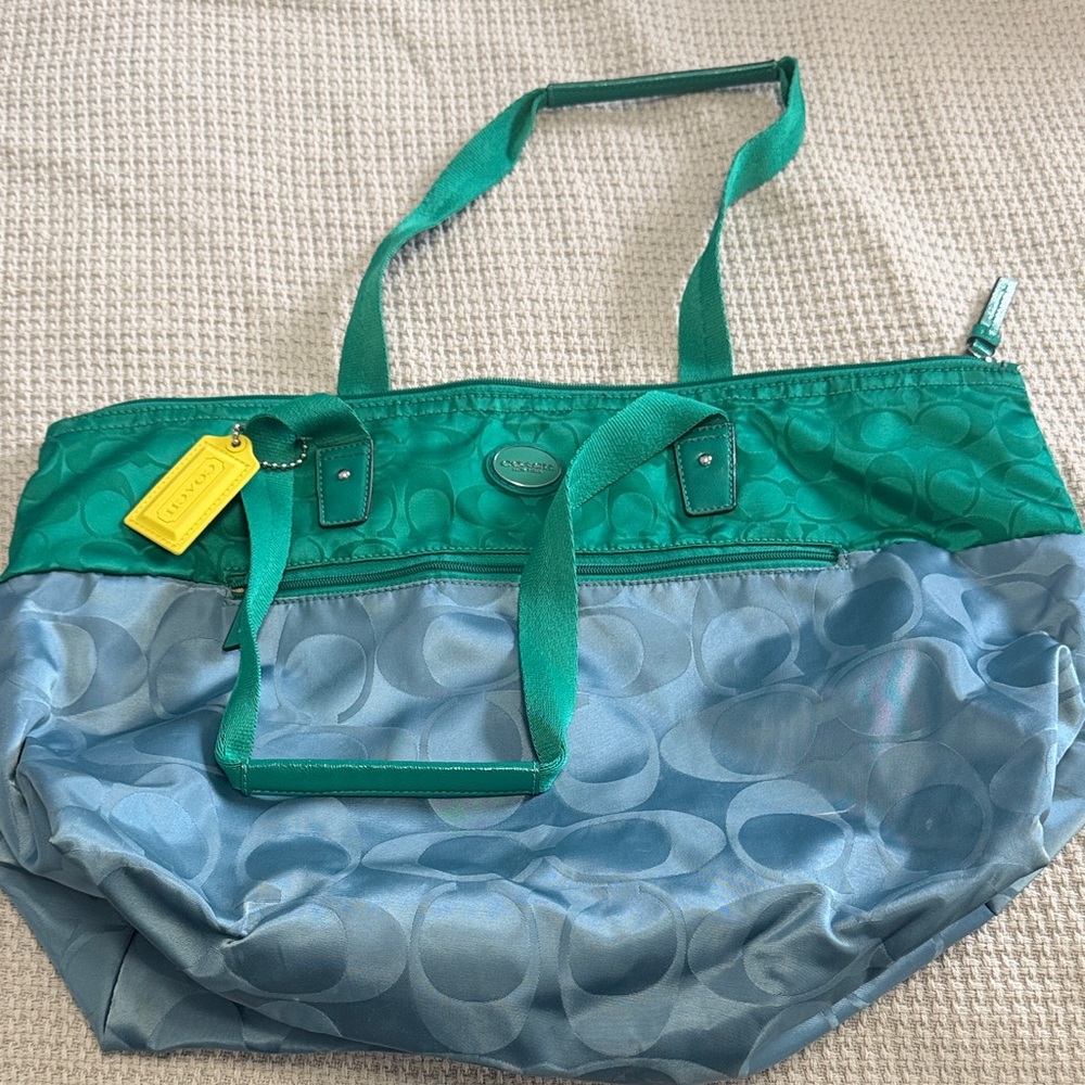 Coach Teal and Sky Blue Signature Tote